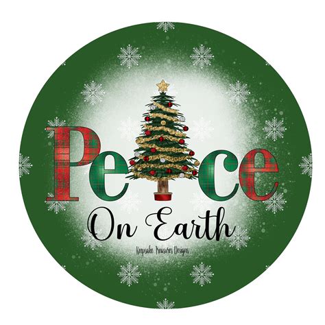 Peace On Earth Christmas Tree Bleached Background Door Etsy Canada