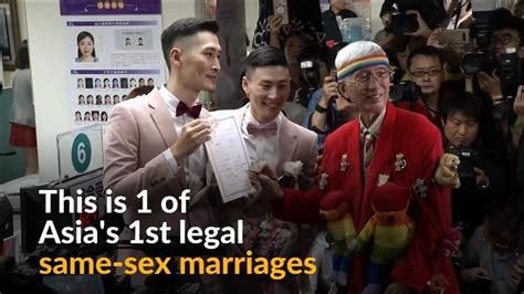 Taiwan Celebrates Asia S First Same Sex Marriages As Couples Tie Knot Reuters Video