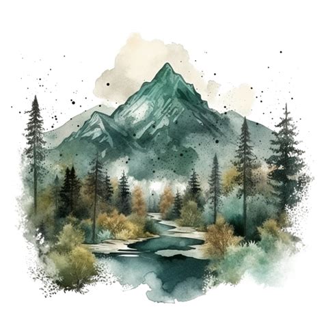 Watercolor Painting Of Mountains 22833332 Png