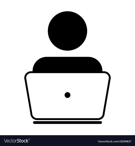 User Icon With Laptop Computer Male Person Vector Image