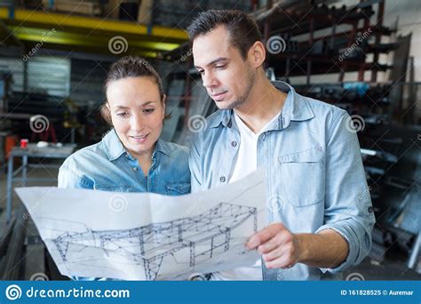Worker With Supervisor Inspecting Industrial Area Stock Image Image