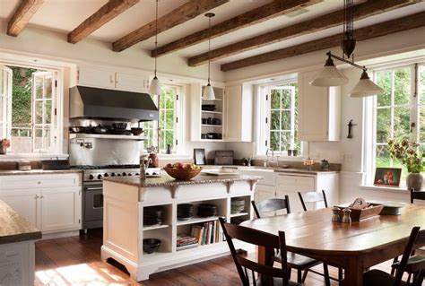 In the downstairs room, there was only one exposed beam running across and two running up the ceiling. Exposed beam ceiling kitchen kitchen traditional with ...