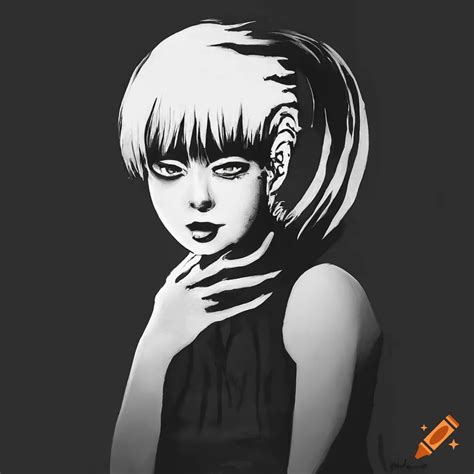 Stencil Artwork Of A Half Demon Girl On Craiyon