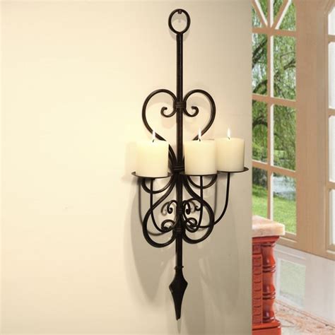 Shop Adeco Iron Vertical Wall Hanging 3 Pillar Candle Holder Sconce