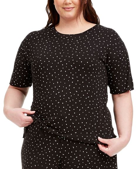 Jenni Plus Size Ultra Soft Core Printed Short Sleeve Pajama Shirt Macys
