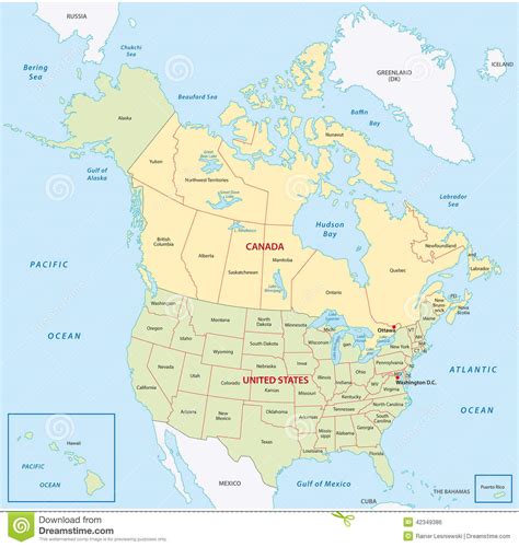 Map Of Canada And United States Stock Illustration Image 42349386