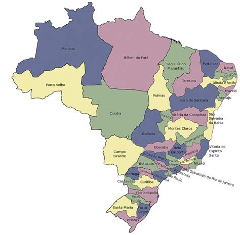 ⊛ Mapa De Brasil 🥇 Político And Físico Con Nombres Y Provincias 2021