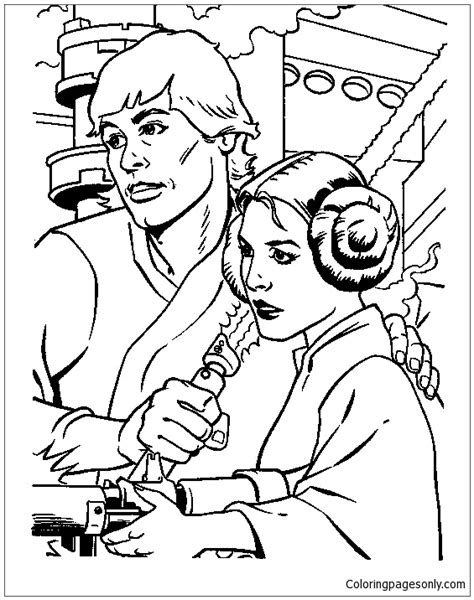 Coloriage Luke Et Leia De Star Wars Coloriages Gratuits Imprimer