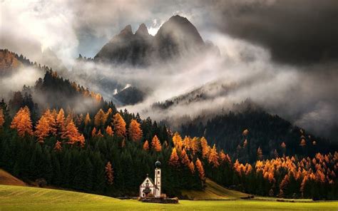 1300x812 Nature Landscape Mountain Forest Mist Clouds Alps Wallpaper