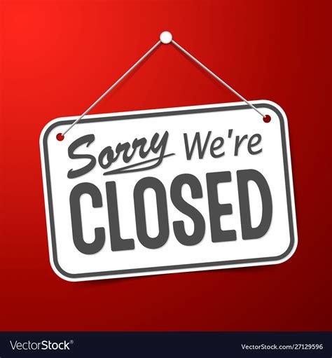 Red Sign Sorry We Are Closed Royalty Free Vector Image