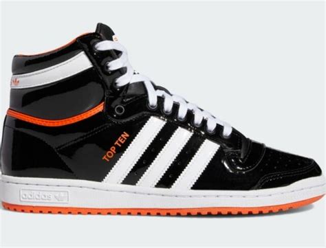 Adidas Top Ten Hi Black Orange Patent Leather Ebay