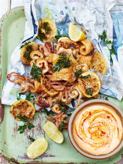 Maybe you would like to learn more about one of these? Party Squid & Harissa Mayo | Fish Recipes | Jamie Oliver