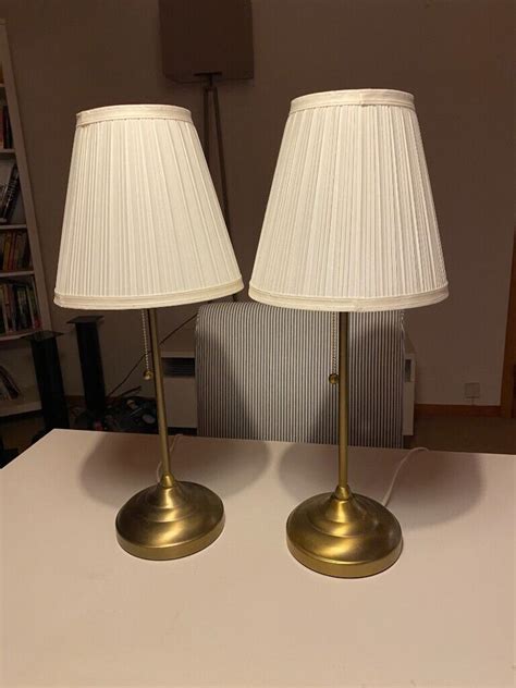 pair  ikea arstid table bedside lamps  shades  framlingham