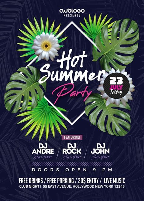 Tropical Summer Party Flyer PSD Template PSD Zone