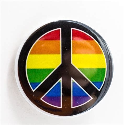 Rainbow Peace Sign 2 14 Inch Pinbutton Etsy