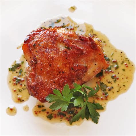 Crispy Sous Vide Chicken Thighs With Mustard Wine Pan Sauce Recipe Relish