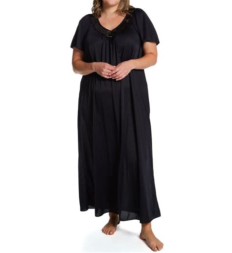 Womens Shadowline 32150x Plus Twilight Long Gown Black 1x
