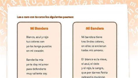 Poemas A La Bandera Chilena Curriculum Nacional Mineduc Chile