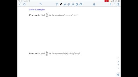 Implicit Differentiation Example Youtube