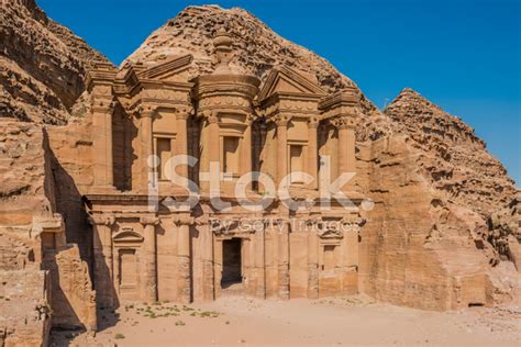 The Monastery Al Deir In Nabatean City Of Petra Jordan Stock Photos