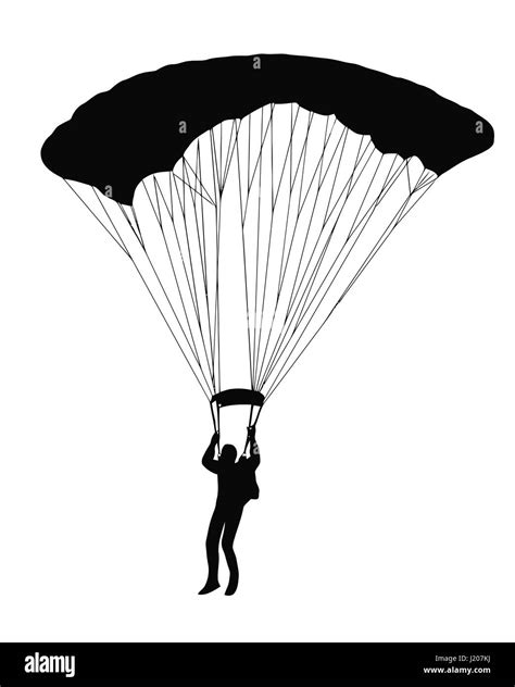 Silhouette Of Sky Diver With Open Parachute Stock Vector Image And Art