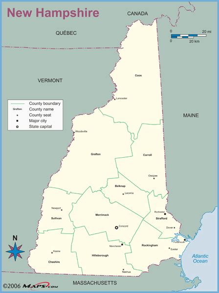 Laminated Map Large Detailed Administrative Map Of New Hampshire Images