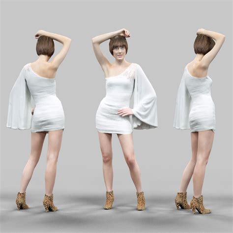 Girl In White Dress Posing 3d Model 3d Model Female Girl Anatomy