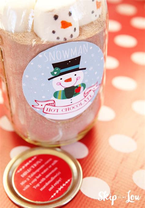 Snowman Hot Chocolate Jar Label Etsy