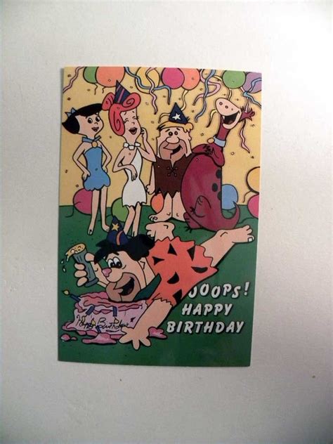 1988 Fred Flintstone Ooops Happy Birthday Postcard With Wilma Etsy