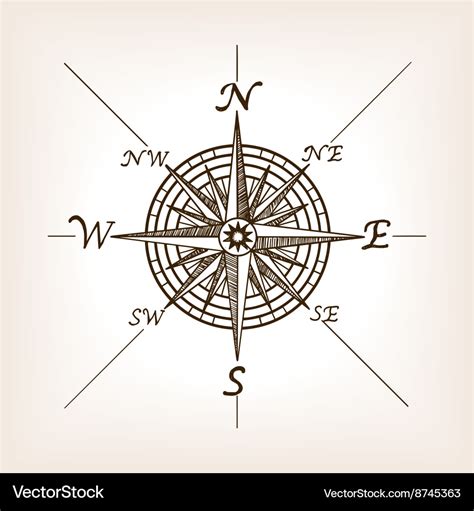 Compass Rose Sketch Style Royalty Free Vector Image My XXX Hot Girl