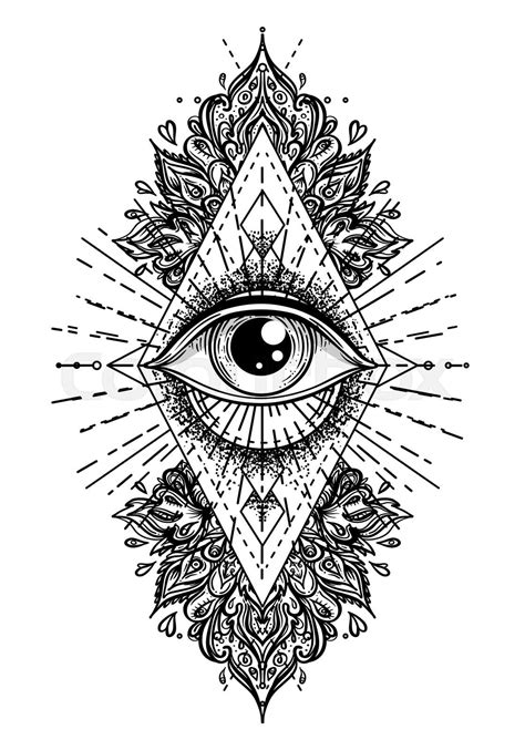 Blackwork Tattoo Flash Eye Of Providence Masonic Symbol All Seeing