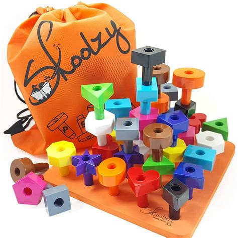 Skoolzy 38 Pcs Stacking Peg Board Montessori Therapy Toy Set Fine