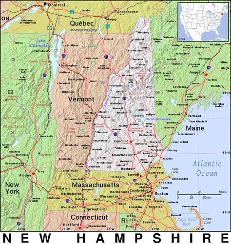New Hampshire County Map With Towns
