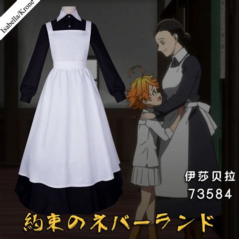 Anime The Promised Neverland Isabella Cosplay Costume Cafe Black Maid