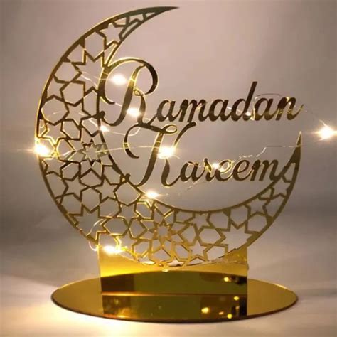 Ramadan Acrylic Eid Mubarak Decoration Mosque Muslim Table Decor Led