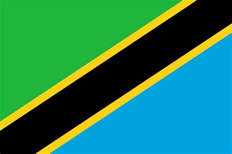 With the upper triangle (hoist side) being green and the lower triangle being blue. Flag of Tanzania image and meaning Tanzanian flag ...
