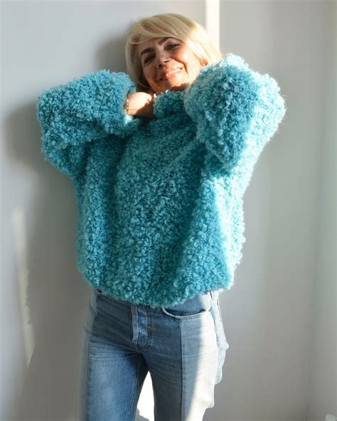White Fluffy Mohair Turtleneck Sweater Chunky Knit Cropped Etsy