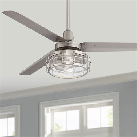 60 Industrial Ceiling Fan With Light Led Remote Brushed Nickel Kitchen