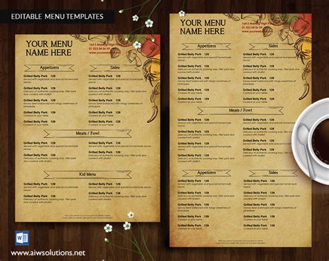 Free Editable Restaurant Menu Templates Indesign 2023 Template Printable