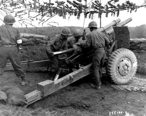 Ww2 Wwii Photo Us Army 442rct Artillery In Action France World War Two