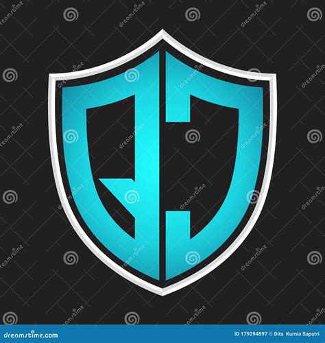 Qc Logo Monogram With Shield Shape Isolated Blue Colors On Outline