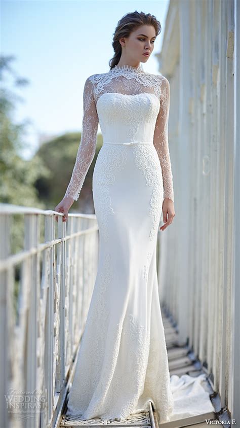 Im383 E Marry High Neck Lace Sheath Wedding Dress 2017 Bridal Gown