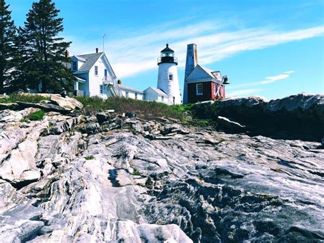 A View From The Rocks Of Pemaquid Point Lighthouse Stock Photo Image