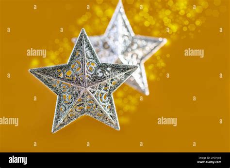 Christmas Card With Silver Stars Stock Photo Alamy