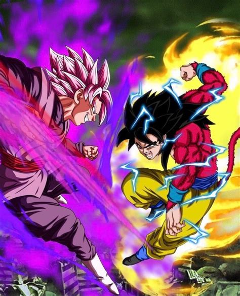 Goku Black Ssj Rose Vs Goku Ssj 4 Dragon Ball Artwork Dragon Ball