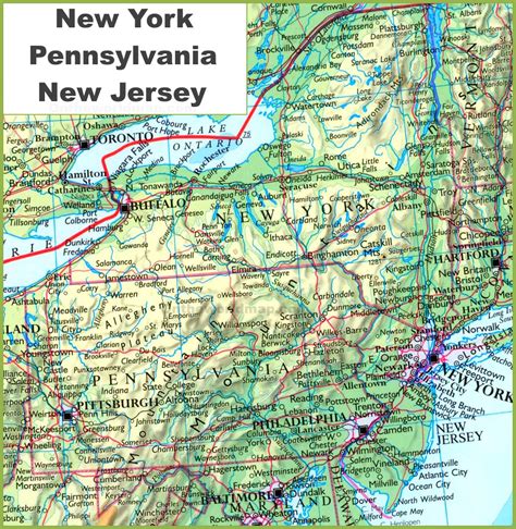 Map Of New York Pennsylvania And New Jersey