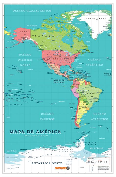 Mapa Político De América Editorial Compass