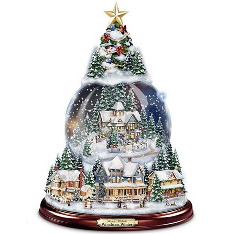 Thomas Kinkade Lighted And Musical Snow Globe Christmas Tree