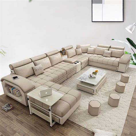 Velvet Hanf Linen Hemp Fabric Sectional Sofas Living Room Sofa Set