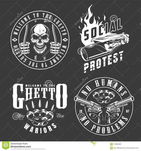 Set Of Gangster Emblems Stock Vector Illustration Of Dead 119858923